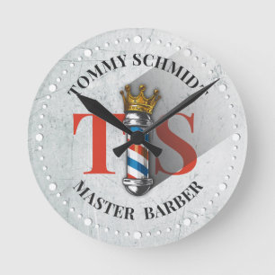 Relógio Redondo Barber Hair Compra Rei Coroa Barbeiro Par Salão