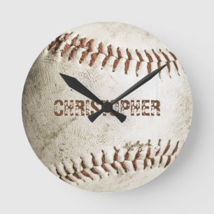 Relógio Redondo Baseball Vintage Personalizado