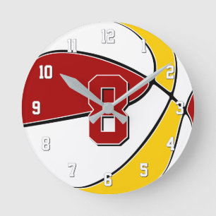 Relógio Redondo basquete infantil cores ouro vermelho ou QUALQUER