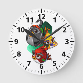 Relógio Redondo Batalha de Pássaros Irritados Vestida Vermelha, Bo