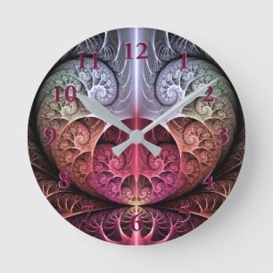Relógio Redondo Batimento cardíaco, arte fractal de fantasia surre