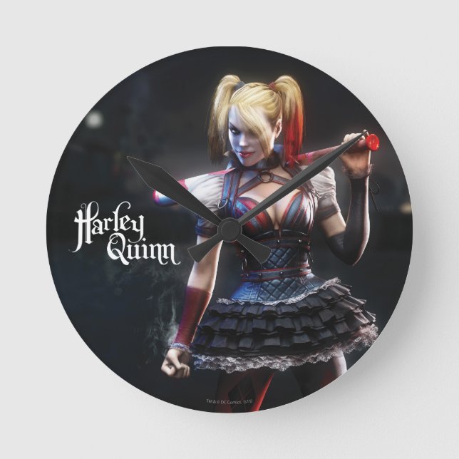 Relógio Redondo Batman Arkham Knight | Harley Quinn with Bat (Frente)