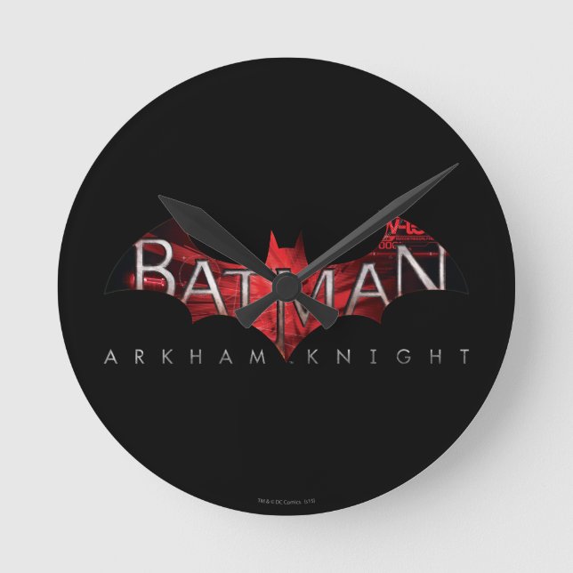 Relógio Redondo Batman Arkham - Knight - Logotipo Vermelho (Frente)
