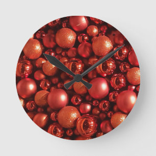 Relógio Redondo Baubles do vermelho da decoração do Natal