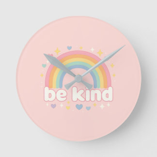Relógio Redondo Be Kind – Rainbow Pastel Positivity