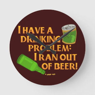 Relógio Redondo Beer Bebendo Engraçado