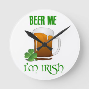 Relógio Redondo Beer Me Sou Irlandês