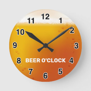 Relógio Redondo BEER O'CLOCK ROUND Wall Clock