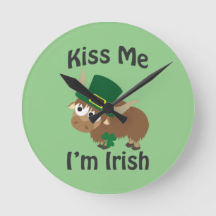 Relógio Redondo Beije-me que eu sou iaque irlandês