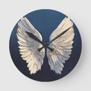 Relógio Redondo Beleza Eterna Paz Conforto Azul Anjo Elegante