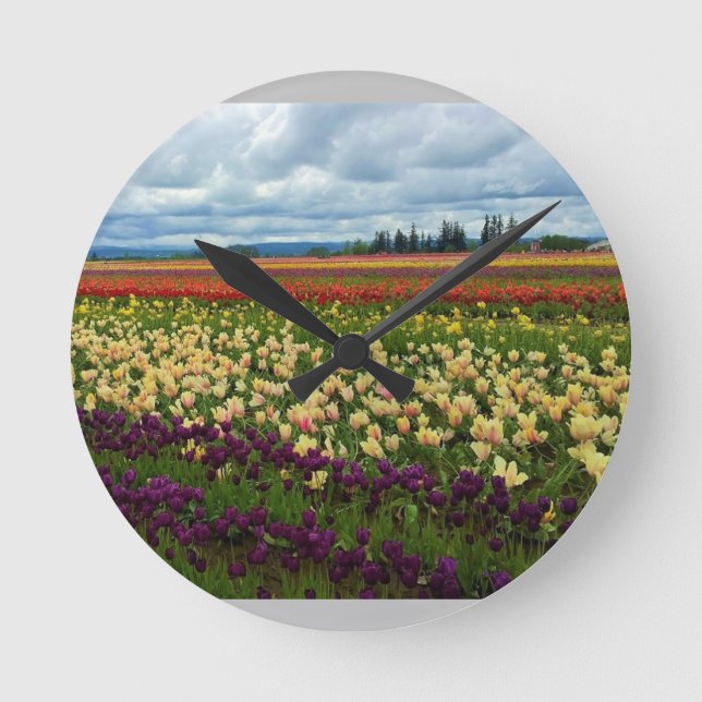 Relógio Redondo Belo Campo de Tulip, Oregon (Frente)
