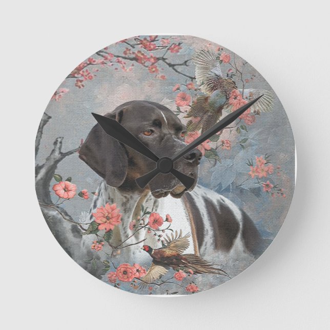 Relógio Redondo Belo ponteiro com faisões   (Frente)