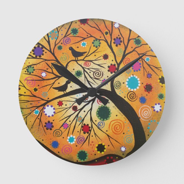 Relógio Redondo Bendind Branches_Everett, dia do morto, mexicano (Frente)