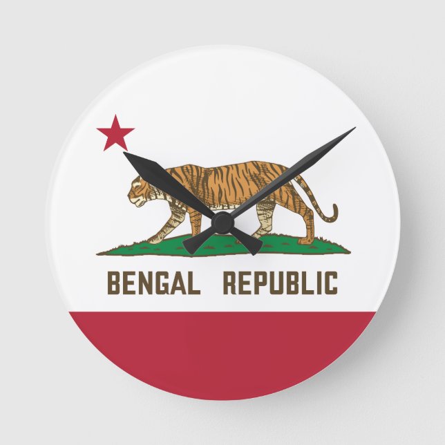 Relógio Redondo Bengala República Tiger Flag Bengali Pride (Frente)