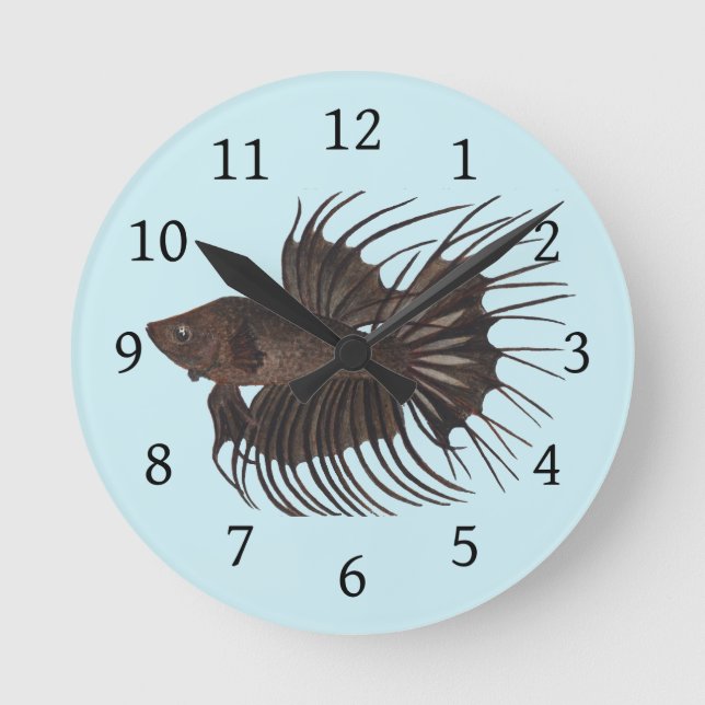 Relógio Redondo Betta Fish Round Clock (Frente)