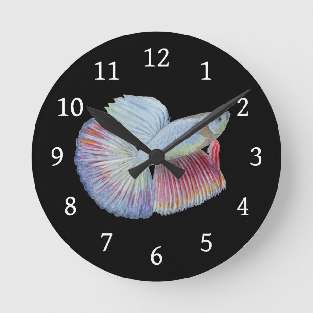 Relógio Redondo Betta Fish Round Clock (Frente)