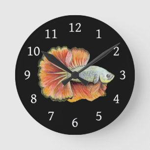 Relógio Redondo Betta Fish Round Clock
