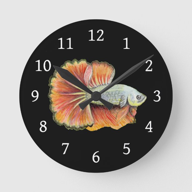 Relógio Redondo Betta Fish Round Clock (Frente)