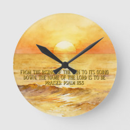 Relógio Redondo Bible Verse Personalized Sunrise Ocean Wall Clock