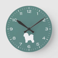 Bichon Frise Dog Raça Silhouette Round Clock