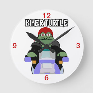 Relógio Redondo Biker Turtle Clock