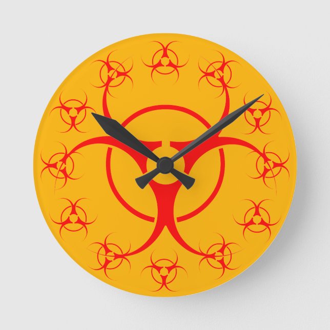 Relógio Redondo Bio-hazard Clock Bio-Hazard Warning Gift Decor (Frente)