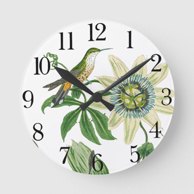 Relógio Redondo Bird Bird Willife Animal Flower Wall Clock (Frente)