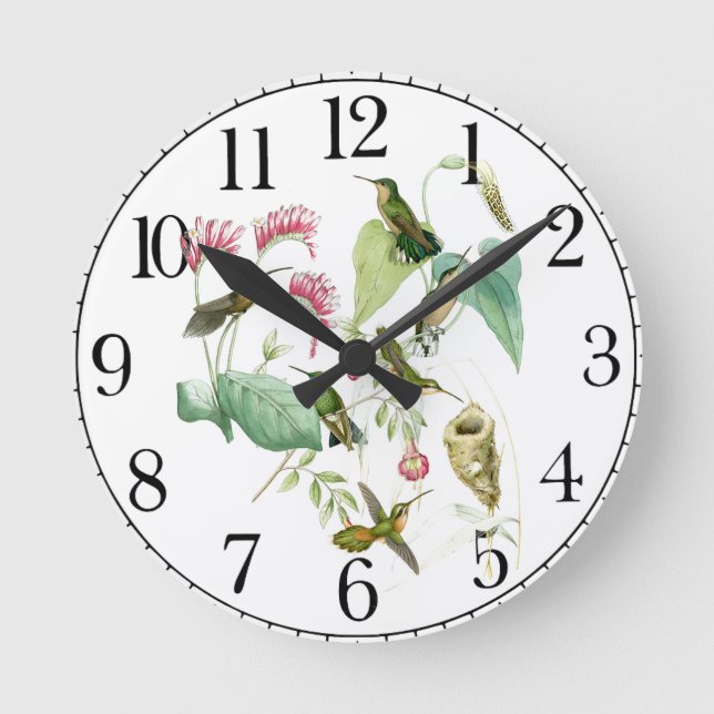 Relógio Redondo Bird Willife Floral Wall Clock (Frente)