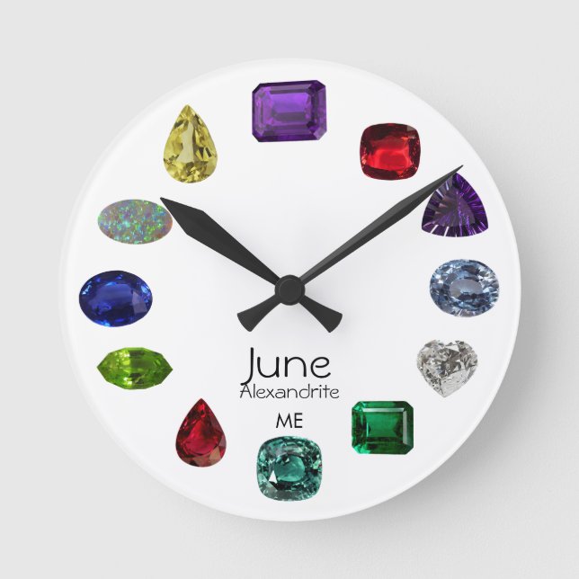 Relógio Redondo Birthstone Clock, junho (Frente)