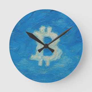 Relógio Redondo Bitcoin Blue Sky (Oil, Style: 2)