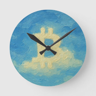 Relógio Redondo Bitcoin Blue Sky (Oil, Style: 4)