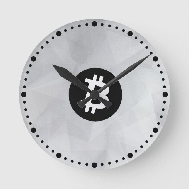 Relógio Redondo Bitcoin Cristal Branco (Frente)
