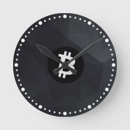 Relógio Redondo Bitcoin Cristal Negro