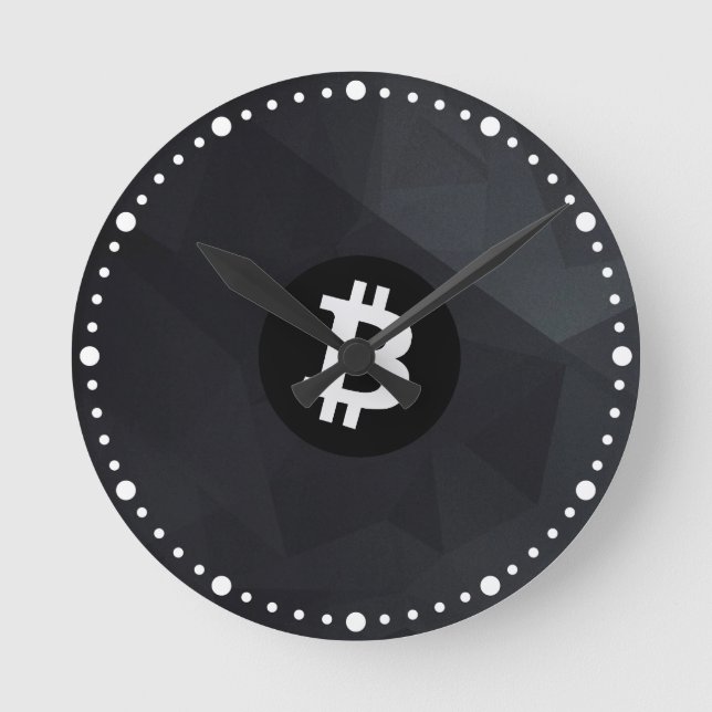 Relógio Redondo Bitcoin Cristal Negro (Frente)