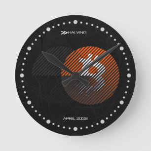 Relógio Redondo Bitcoin Halving 2028 (Estilo: 3 / Laranja Clássico