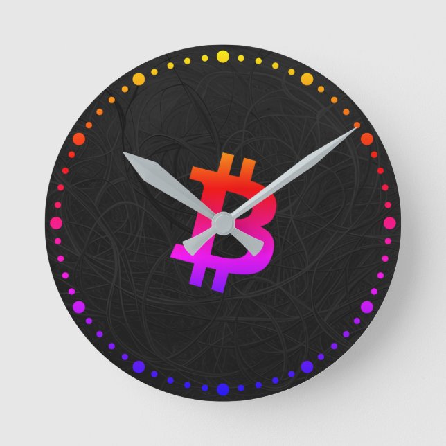 Relógio Redondo Bitcoin Miami Neurônio Preto (Frente)