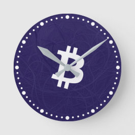 Relógio Redondo Bitcoin Neurônio Azul Escuro