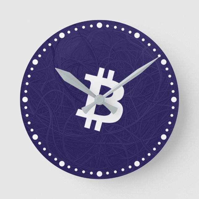 Relógio Redondo Bitcoin Neurônio Azul Escuro (Frente)
