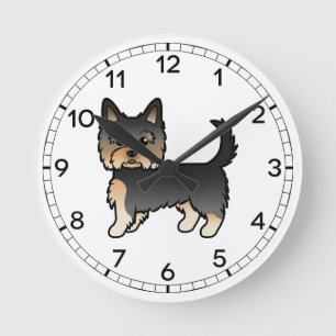 Relógio Redondo Black And Tan Yorkshire Terrier Yorkie Cartoon Dog