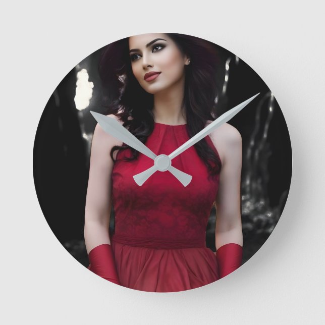 Relógio Redondo BlackWhiteRed wall clock (Frente)