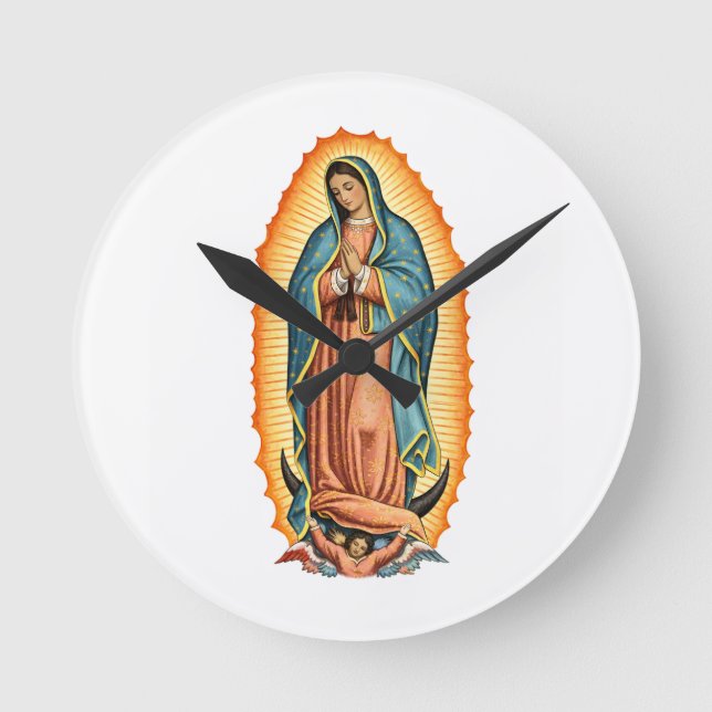 Relógio Redondo Blessed Virgin of Guadalupe Wall Clock (Frente)