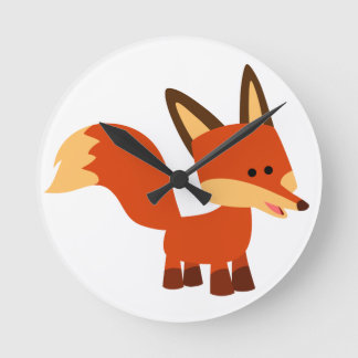 Relógio Redondo Bloco de Cartoon Fox Wall de Astute Bonito