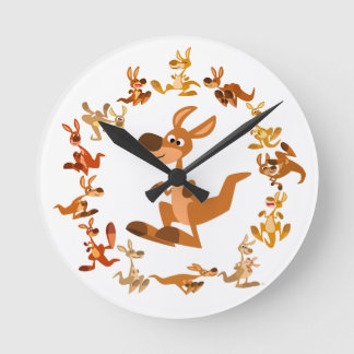 Relógio Redondo Bloco de Cartoons Bonitos Kangaroos Mandala