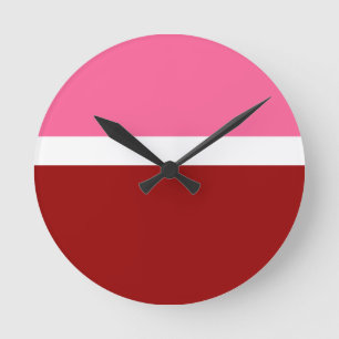 Relógio Redondo Bloco de Cor Rosa Branco Marrom Vermelho