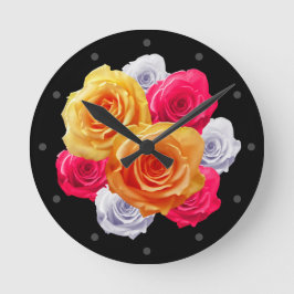 Relógio Redondo Blooming Rosa Motif Clock