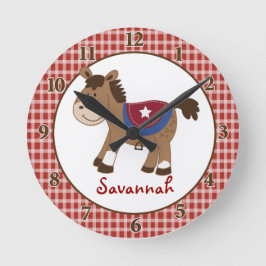 Relógio Redondo Bloqueio de Parede de Cavalos Ocidentais - Adicion