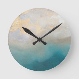 Relógio Redondo Blue and Gold Marble Clock