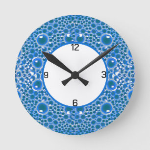 Relógio Redondo Blue BubbleWall Clock para o banheiro