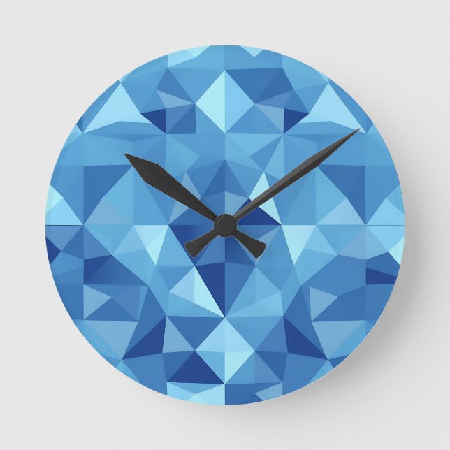 Relógio Redondo Blue Geometric Mosaic Tile Pattern (Frente)