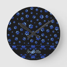 Blue glitter dog paw pattern, Monogram 